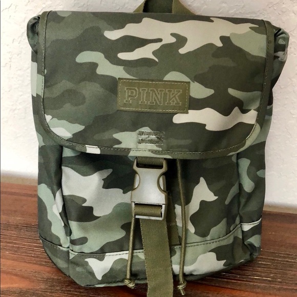 PINK Victoria's Secret Handbags - 🍃VS “Pink” mini Camo Backpack! 🌿NWOT!!